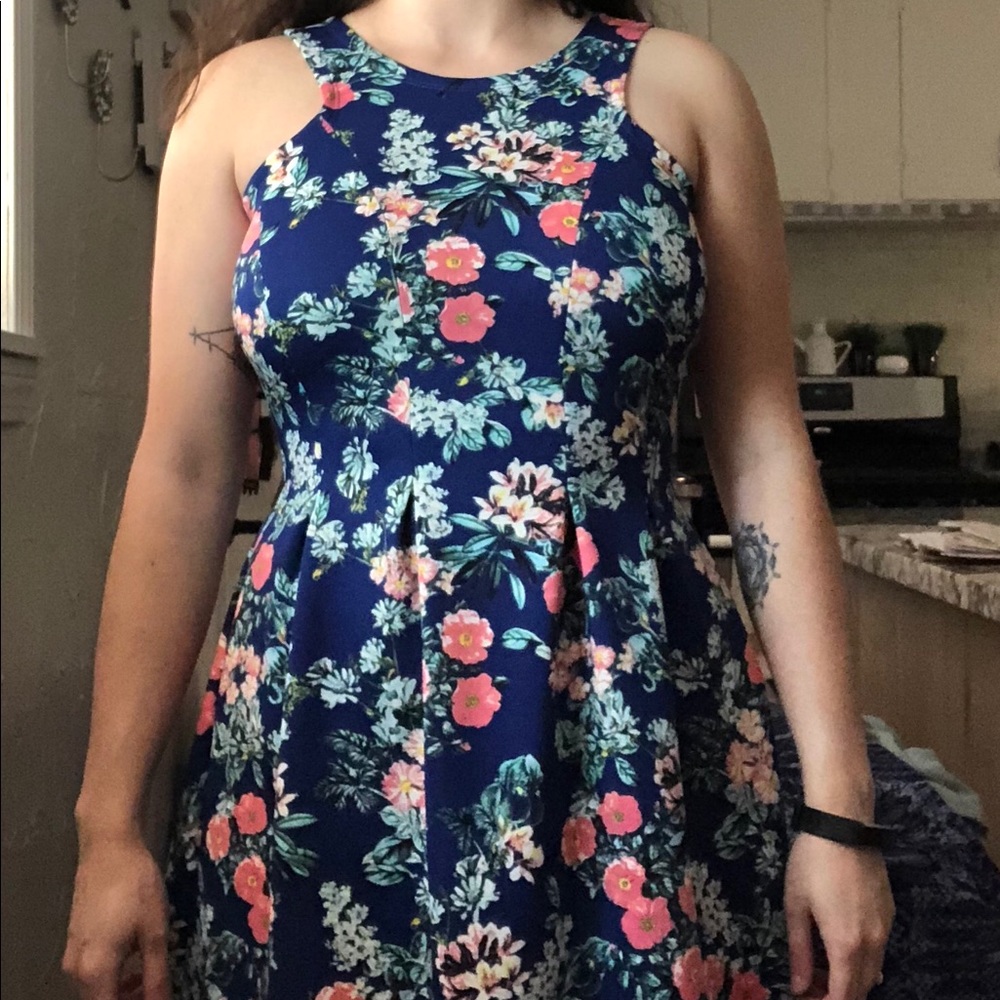 Pink Rose Floral Midi Dress